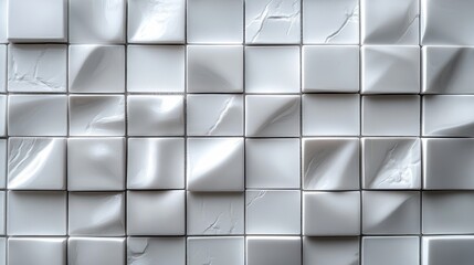 Fototapete - abstract white ceramic mosaic tile wall texture background in kitchen bathroom toilet or living room