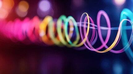 Wall Mural - Colorful swirling light trails in dark urban background