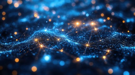 Fototapete - blue technology background,network connections,digital data connection web banner design for tech online site or social media promotion of product service on the dark blue background glow