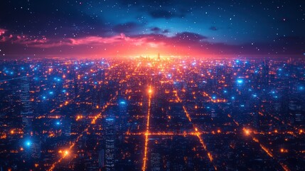 Aufkleber - cityscape under construction a digital network of growth,photo stock