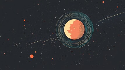 Leinwandbilder - Vinyl record spinning in space with planets and stars rotating around