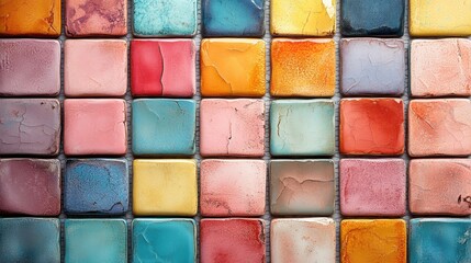 Aufkleber - colorful pastel ceramic wall,floor grid tiles abstract background design geometric mosaic texture decoration of the bedroom home or office simple seamless pattern for backdrop advertising