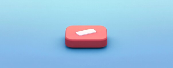 Leinwandbilder - Minus symbol resting on a red rounded rectangle on blue background