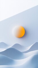 Poster - Abstract minimalist landscape with rolling hills and glowing orb