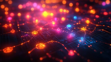 Leinwandbilder - digital colorful flow chart management prozess connected lab created,generative ai technology,stock photo