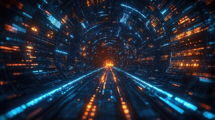 Fototapete - digital illustrations in blue showcase computer codes,futuristic web designs virtual patterns define a future where technology meets business in digital landscapes