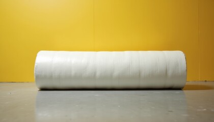 Aufkleber - White roller with packaging material against a yellow background  