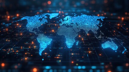 Poster - digital world map,data visualization elements in a futuristic design,stock photo