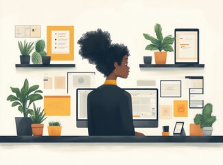 Digital Communication Interaction with Devices Illustration