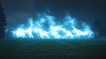 Leinwandbilder - football field covered in smoke during nighttime game