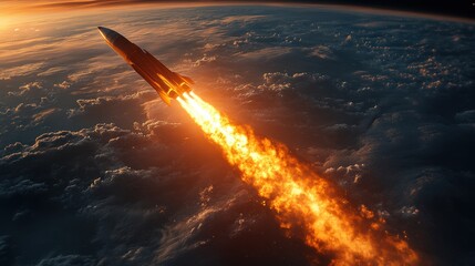 Leinwandbilder - hypersonic missile in high speed flight,photo stock