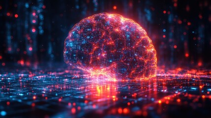 Aufkleber - illustration of an ai chatbot featuring a vibrant neural brain pattern integrated into a sleek interface glowing data streams representing knowledge sharing