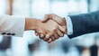 © Alex Pyatko - Business professionals engage in a handshake to seal a partnership agreement in a modern office environment