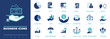 © VASYL - Business icons, set, infographics. SEO, sign, business. Economy, money, fund, investor. Concept icons of investor, assets, risk management, financial gain, interest and shares. Vector illustration