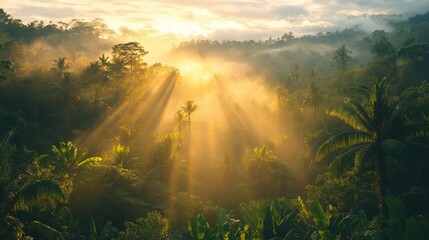 Aufkleber - joyful jungle in morning landscape backgrounds vegetation