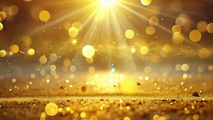 Wall Mural - golden glitter sparkles with rays of light abstract background animation