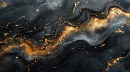 Poster - luxurious black,gold abstract marble texture,glittering metallic accents for elegant,sophisticated designs