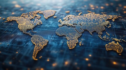 Canvas Print - mapa del mundo y redes ilustracion en 3d y concepto de logistica internacional de acuerdos y negocios internacionales redes y empresas alrededor del mundo