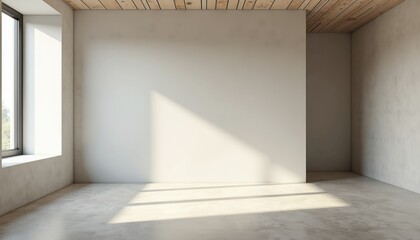 Aufkleber - Empty modern interior space with natural light and wooden ceiling  