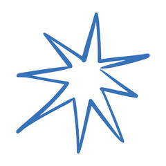 Wall Mural - blue and yellow hand-drawn star doodles with brush and crayon textures. sketchy line patterns, graph