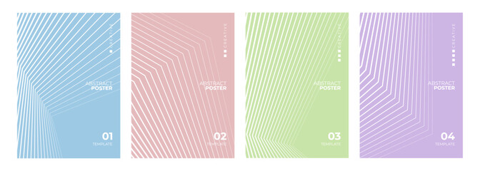 Fototapete - Set of abstract posters. Line patterns. Minimalist cover templates. Futuristic color backgrounds for creative graphic design. Vector illustration.