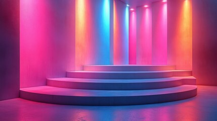 Fototapete - pink blue abstract background broadcasting studio,gradient light gradient glow background