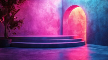 Poster - pink blue abstract background broadcasting studio,gradient light gradient glow background,photo stock