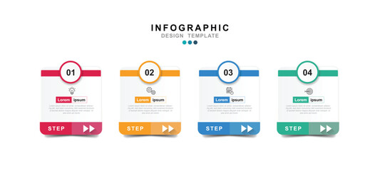 Fototapete - Vector Infographic label design template with icons and 4 options or steps. for your business data. Vector Illustration.