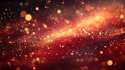 Poster - red liquid,tints of golden glitters red background,a scattering of gold sparkles magic galaxy of golden dust particles in red fluid,burgundy tints,stock image