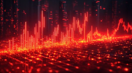 Fototapete - red stock market crash chart symbolizes financial loss,economic downturn the concept is of finance investment recession,economic crisis,stock image