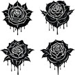 © RSDESIGN - A Gothic Style Silhouette Of A Rose With Dripping Ink