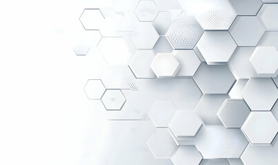 Abstract white background with hexagonal shapes for a technology and science vector presentation banner template