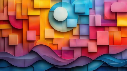 Poster - vibrant layered paper art celebrating pride month,colorful geometric patterns