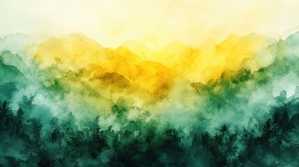 Poster - yellow,green watercolor background for spring,photo stock