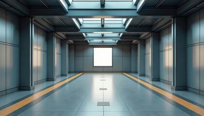 Fototapete - Modern architectural space with bright windows and empty walls  