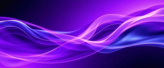 Leinwandbilder - Abstract purple and blue waves flowing smoothly in digital art