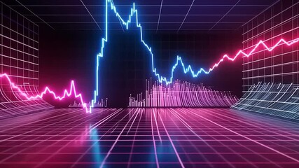Wall Mural - Futuristic Data Visualization with Colored Graphs and Lines
