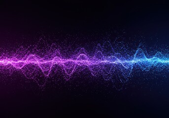 Wall Mural - Abstract glowing wave of particles with purple and blue gradient on a dark background design element