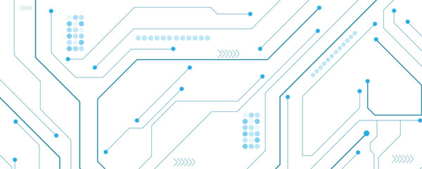 Fototapete - Abstract technology circuit diagram on white and blue background.