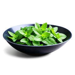Wall Mural - mint leaves in a bowl isolated on transparent background