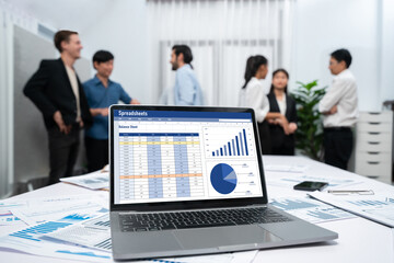 Aufkleber - Spreadsheet document information financial startup concept. data and graphs in spreadsheet documents for online analysis project dashboard accounting digital brisk