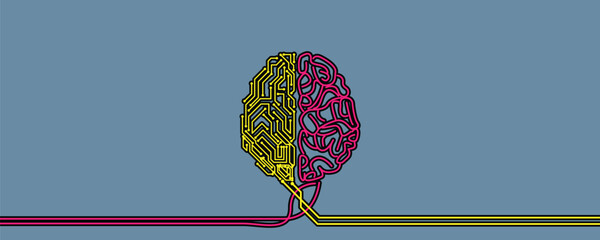 Poster - Artificial intelligence brain  and human mind abstract concept