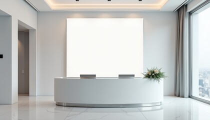Poster - Modern reception desk design in a bright office space  
