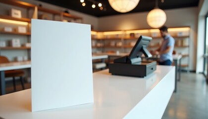 Poster - Blank Signage in Modern Retail Space with Cash Register  