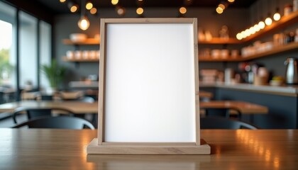 Poster - Blank Menu Board Displayed in Modern Café Interior  