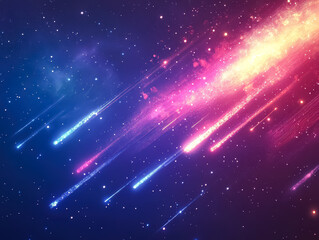 Wall Mural - colorful galaxy with a bright yellow streak of light. the stars are scattered throughout the sky, wi