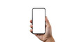 © Maximus - mobile phone in hand, man holding smartphone on white isolated background