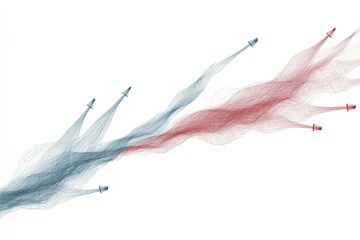 Wall Mural - abstract digital illustration of flowing lines in blue and red representing movement and energy in a