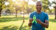 © ArtyKris99 - Adult man smiling while holding green awareness ribbon outdoors