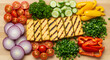 © Dinda - Grilled Tofu With Sliced Vegetables Flat Lay Overhead Shot Healthy Eating